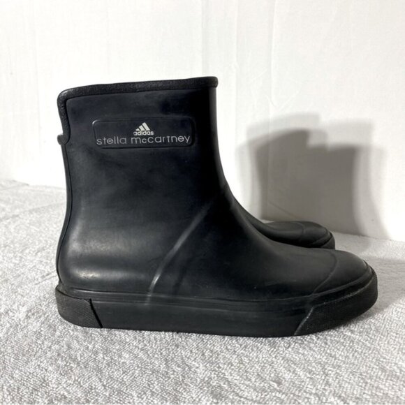 Adidas By Stella McCartney Black Ankle Boots Rubber Boots Rain Boots 5.5 - Picture 1 of 14